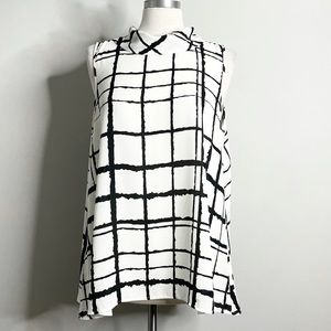 SPENSE Collared Sleeveless Blouse Tunic Top